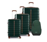Assembly Polycarbonate Luggage Sets - Hard Cabin Trolley Bags with Laptop Bag 22 Liter - Odyssey, Green, 20 , 24 & 28 Inches, Luggage