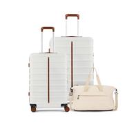 Assembly Polycarbonate Luggage Sets - Hard Cabin Trolley Bags with Weekender Duffle Bag 35 Liters - Odyssey, White, 20 & 24 Inches, Luggage