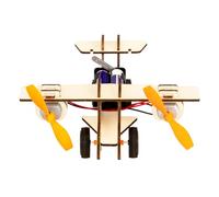 Assembly Wooden Twin Motor Electric Aircraft Model Building Set Physics Teaching Aid for Kids Student Hands on Learning Wooden Aircraft Model Set