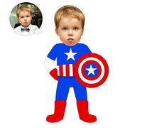 ASSIALL Personalised Face Mini Figure Pillow Custom Human Shaped Cushions Cartoon Body with Your Face 3D Duplex Printing Throw Pillow Home Decor Plush Funny Gift (Captain)