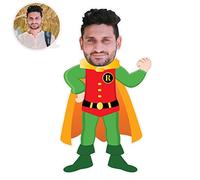 ASSIALL Personalised Face Mini Me Pillow Custom Face Doll Shaped Cushions 3D Duplex Printing Sofa Car Poly Cotton Throw Pillow Home Ornament Plush Toy Handcraft Gift (Power Man), 8''