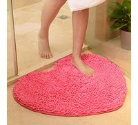 Assiavree Bath Mats Love Heart Shape Bathroom Carpet Solid Green Red Bath Mats Doormat Tapete Para Quarto Non-sllip Chenille Bedroom Rug Floor Mat-Pink 60x70cm (Color : Rose red, Size : 70x80cm)