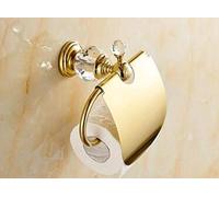 Assiavree Toilet Roll Holder Paper Holders Crystal Solid Brass Gold/Chrome Paper Roll Holder Toilet Paper Holder Tissue Holder Restroom Bathroom Accessories-gold Toilet paper holder (Color : Gold)