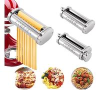 Assiduous Stainless Steel Pasta Maker for Kitchenaid, 3-Piece Set, Manual, 8 Settings