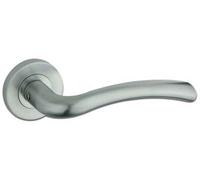 Assisi Door Handle Lever On Rose - Satin Chrome