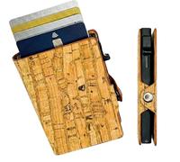 Assisi Style Cork Card Holder | RFID Blocking Pop-Up Card Wallet | 8 Cards, Money Clip | Slim Vegan Wallet Men Women (Rustic Striped)