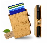 Assisi Style Vegan Cork Credit Card Holder | Pop-Up Card Wallet, RFID Blocking | Slim, Minimalist Card Wallet with Money Clip (Natural Cork)