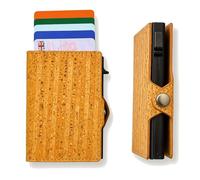 Assisi Style Vegan Cork Credit Card Holder | Pop-Up Card Wallet, RFID Blocking | Slim, Minimalist Card Wallet with Money Clip (Striped Cork)