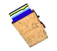 Assisi Style Vegan RFID Cork Card Holder Men Women, Pop Up, Natural | Slim pop-up wallet; money clip; holds 8 cards; fits Oyster & travel cards; plant-based, cruelty free; gift boxed for him