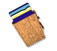 Assisi Style Vegan RFID Cork Card Holder Men Women, Pop Up, Rustic Striped | Slim pop-up wallet; money clip; holds 8 cards; fits Oyster & travel cards; plant-based, cruelty free; gift boxed for him