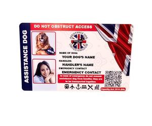 Assistance Dog Personalized Identification Card with QR Code - Red & Blue Design - Equality Act 2010 - Access Rights & Emergency Contact Details AD60