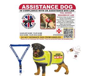 Assistance Dog Personalized Law Card with QR Code to The Equality Act 2010 -A Guide for All Businesses,Optional Dog Vest,Dog Tags and assistancedog Lanyard