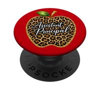 Assistant Principal Leopard Animal Print Apple School AP PopSockets Adhesive PopGrip