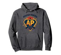 Assistant Principal: School Superhero Pullover Hoodie, Adult Unisex, Dark Heather Grey, M