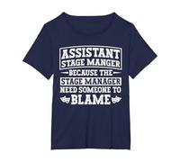 Assistant Stage Manager Funny ASM T-Shirt, Women's Plus, Navy Blue, 3X
