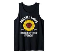 Assisted Living Making A Difference Everyday Sunflower Heart Tank Top
