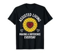 Assisted Living Making A Difference Everyday Sunflower Heart Value Graphic T-Shirt