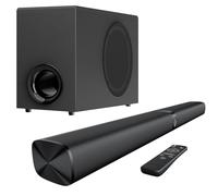 Assistrust Sound Bar with Subwoofer, 110W Sound Bar for Smart TV, with Deep Bass & Volume Boost, Bluetooth/ARC/Opt/AUX, Detachable Soundbar for TV/Projectors