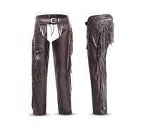 Assless Leather Chaps for Men and Women - Premium Full Grain Cowhide Western Cowboy Motorcycle Chaps - Handmade, Dark Brown, XXXXXL