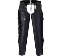 Assless Leather Chaps for Men and Women - Premium Full Grain Cowhide Western Cowboy Motorcycle Chaps - Handmade, Black, XL