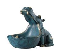 Asslye Hippo Big Mouth Key Storage Bowl, Resin Hippo Figurine Key Holder, Home Decor