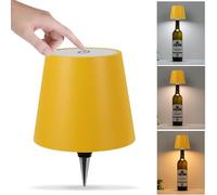 Asslye Pridola Wireless Bottle Lamp, 3 Color Stepless Dimming Pridola Bottle Lamp, Touch Control Wine Bottle Lampshade, Rechargeable Wine Bottle Lights for Bars Restaurants (Yellow)