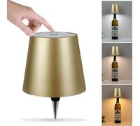 Asslye Pridola Wireless Bottle Lamp, 3 Color Stepless Dimming Pridola Bottle Lamp, Touch Control Wine Bottle Lampshade, Rechargeable Wine Bottle Lights for Bars Restaurants (Gold)