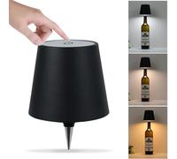 Asslye Pridola Wireless Bottle Lamp, 3 Color Stepless Dimming Pridola Bottle Lamp, Touch Control Wine Bottle Lampshade, Rechargeable Wine Bottle Lights for Bars Restaurants (Black)