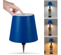 Asslye Pridola Wireless Bottle Lamp, 3 Color Stepless Dimming Pridola Bottle Lamp, Touch Control Wine Bottle Lampshade, Rechargeable Wine Bottle Lights for Bars Restaurants (Deep Blue)