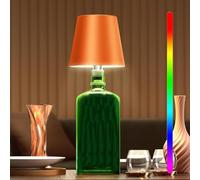 Asslye Pridola Wireless Bottle Lamp, RGB Light Modes & 3 Color Bottle Lights, Touch Dimmable with Stepless Brightness Control, Metal Wireless Wine Bottle Lampshade for Bars Restaurants (Orange)