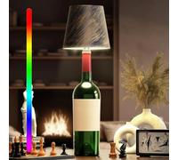 Asslye Pridola Wireless Bottle Lamp, RGB Light Modes & 3 Color Bottle Lights, Touch Dimmable with Stepless Brightness Control, Metal Wireless Wine Bottle Lampshade for Bars Restaurants (Bronze)