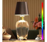 Asslye Pridola Wireless Bottle Lamp, RGB Light Modes & 3 Color Bottle Lights, Touch Dimmable with Stepless Brightness Control, Metal Wireless Wine Bottle Lampshade for Bars Restaurants (Brown)