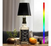 Asslye Pridola Wireless Bottle Lamp, RGB Light Modes & 3 Color Bottle Lights, Touch Dimmable with Stepless Brightness Control, Metal Wireless Wine Bottle Lampshade for Bars Restaurants (Black)