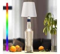 Asslye Pridola Wireless Bottle Lamp, RGB Light Modes & 3 Color Bottle Lights, Touch Dimmable with Stepless Brightness Control, Metal Wireless Wine Bottle Lampshade for Bars Restaurants (White)