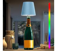 Asslye Pridola Wireless Bottle Lamp, RGB Light Modes & 3 Color Bottle Lights, Touch Dimmable with Stepless Brightness Control, Metal Wireless Wine Bottle Lampshade for Bars Restaurants (Blue)
