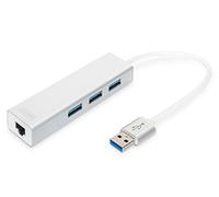 Digitus DA-70250-1 USB 3.0 hub 3+1 ports silver with built-in Ethe...