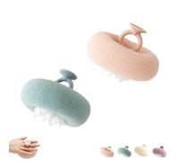 Associating Super Soft Sunflower Suction Cup Bath Ball, 2-in-1 Sunflower Bath Ball, Exfoliating Bath Sponge Cleaning Brush with Suction Cup Shower Sponges, Soft and Elastic (Pink+Blue)