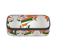 ASSORT Abstract Indian Flag Map Print Large Pencil Case Bag Stationery Organizer Pouch With Zipper, For Office And College