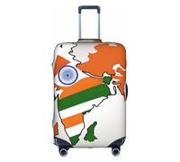 ASSORT Abstract Indian Flag Map Print Travel Elastic Suitcase Cover Protector, Anti-Scratch Washable Luggage Cover, Multi-Size, White, L