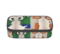 ASSORT Abstract Irish Flag Map Print Large Pencil Case Bag Stationery Organizer Pouch With Zipper, For Office And College