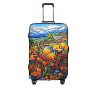 ASSORT Blue Bicycle Flower Print Travel Elastic Suitcase Cover Protector, Anti-Scratch Washable Luggage Cover, Multi-Size, White, M