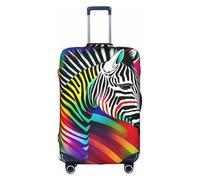 ASSORT Colorful Rainbow Zebra Print Travel Elastic Suitcase Cover Protector, Anti-Scratch Washable Luggage Cover, Multi-Size, White, XL