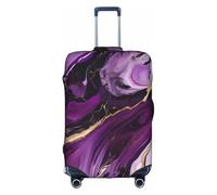 ASSORT Dark Purple Texture Marble Print Travel Elastic Suitcase Cover Protector, Anti-Scratch Washable Luggage Cover, Multi-Size, White, XL