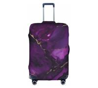 ASSORT Dark Purple Texture Marble Print Travel Elastic Suitcase Cover Protector, Anti-Scratch Washable Luggage Cover, Multi-Size, White, L
