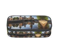 ASSORT Dublin Ireland Ha Penny Bridge River Print Large Pencil Case Bag Stationery Organizer Pouch With Zipper, For Office And College