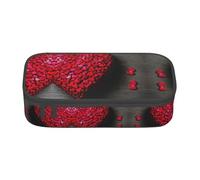 ASSORT Falling Red Hearts Print Large Pencil Case Bag Stationery Organizer Pouch With Zipper, For Office And College