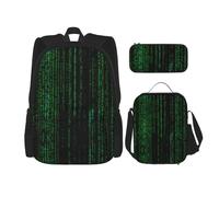ASSORT Hacker Era 3-Piece Set Backpack, Lunch Bag, And Pencil Case, Casual Cute Sets For Travel And College