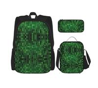 ASSORT Hacker Era 3-Piece Set Backpack, Lunch Bag, And Pencil Case, Casual Cute Sets For Travel And College
