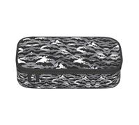 ASSORT Halloween Bats Grey Print Large Pencil Case Bag Stationery Organizer Pouch With Zipper, For Office And College