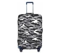 ASSORT Halloween Bats Grey Print Travel Elastic Suitcase Cover Protector, Anti-Scratch Washable Luggage Cover, Multi-Size, White, XL